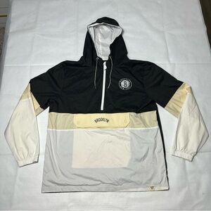 Brooklyn Nets Jacket Men Size Large Half Zip Windbreaker NBA Fanatics